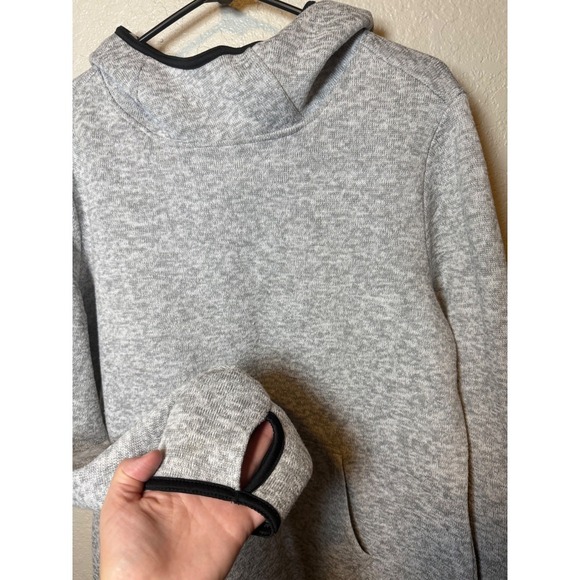 Danskin Now Heather Gray Funnel Neck Thumb Hole Hoodie Pullover Athleisure - Picture 3 of 4